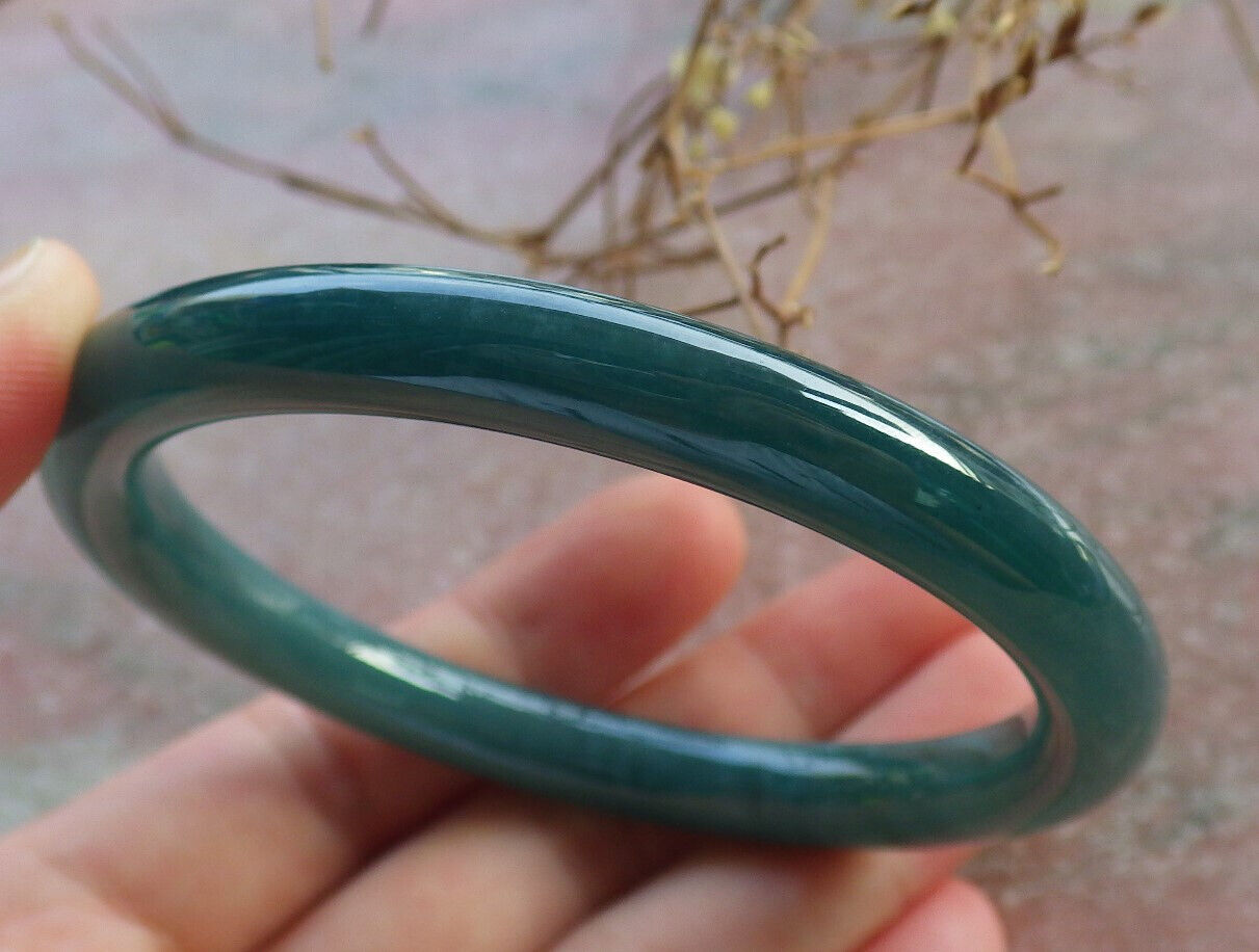 Certified Icy Blue Water Green Burma 100% Natural A JADE Jadeite Circle Bangle Bracelet 57 mm 手镯 634182 TN
