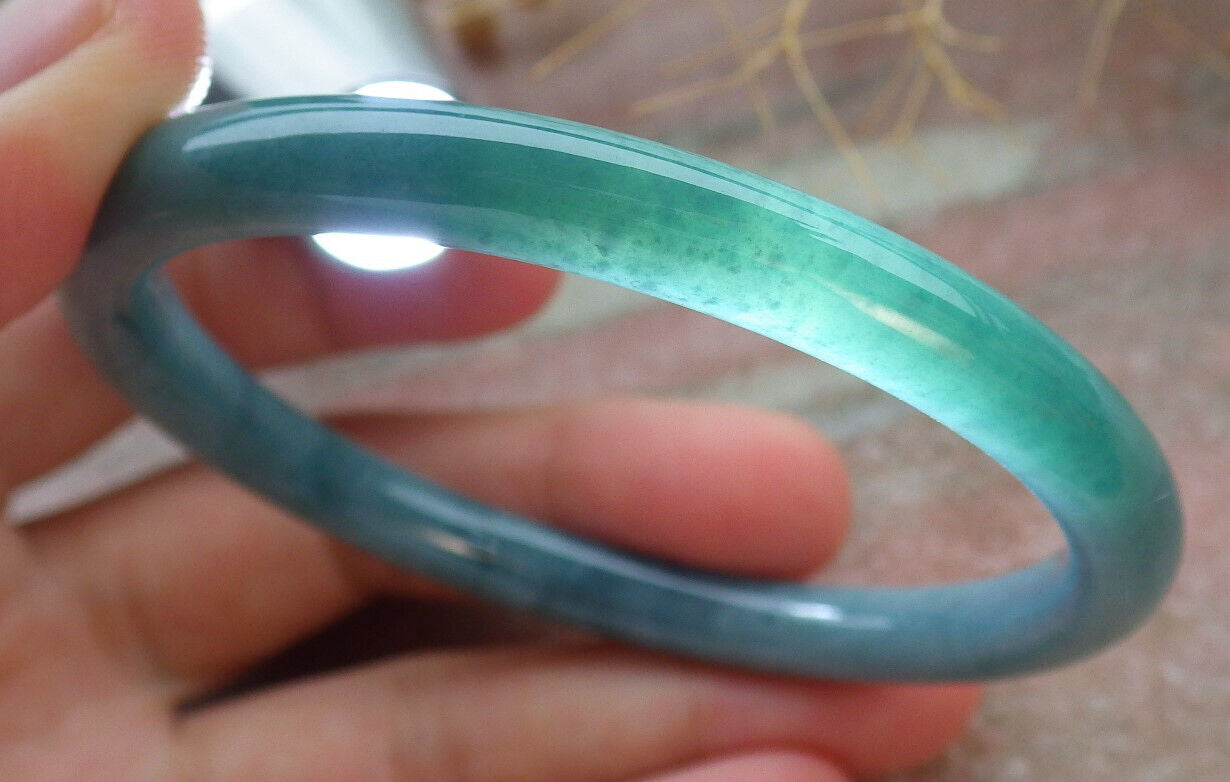 Certified Icy Green Burma 100% Natural A JADE Jadeite Circle Bangle Bracelet 57 mm 手镯 636628 TN