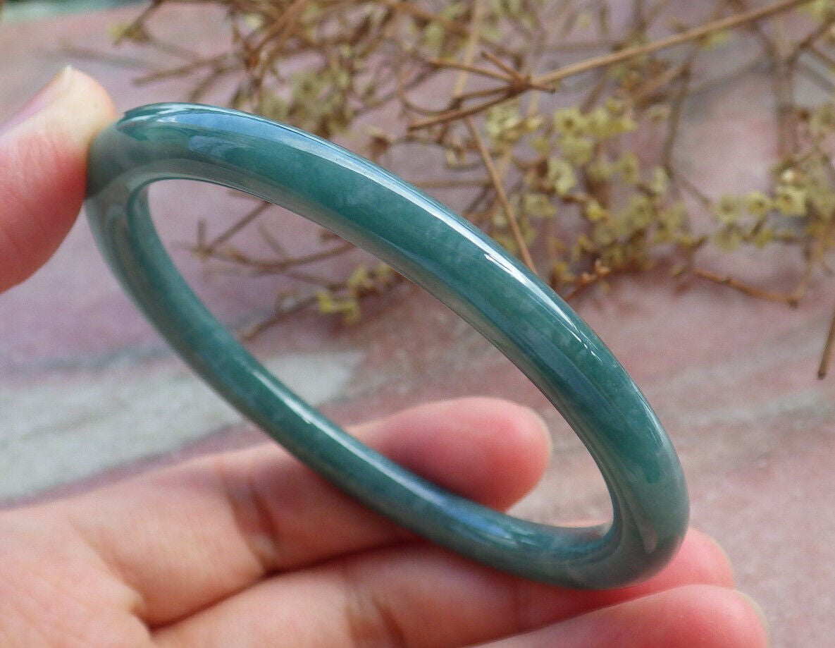 Certified Green Burma 100% Natural A JADE Jadeite Circle Bangle Bracelet 55 mm 手镯 632928 TN