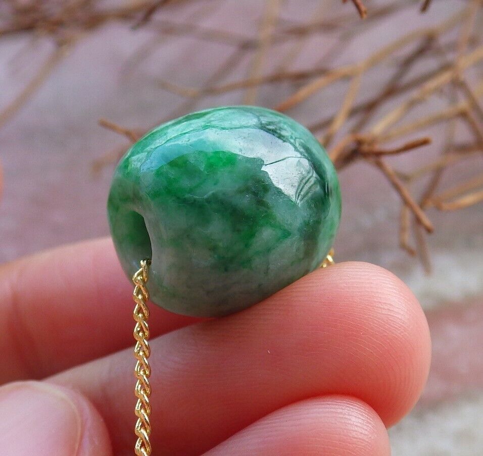Certified Green 100% Natural A Jade Circle Bead Donut Necklace 路路通 529111 TN