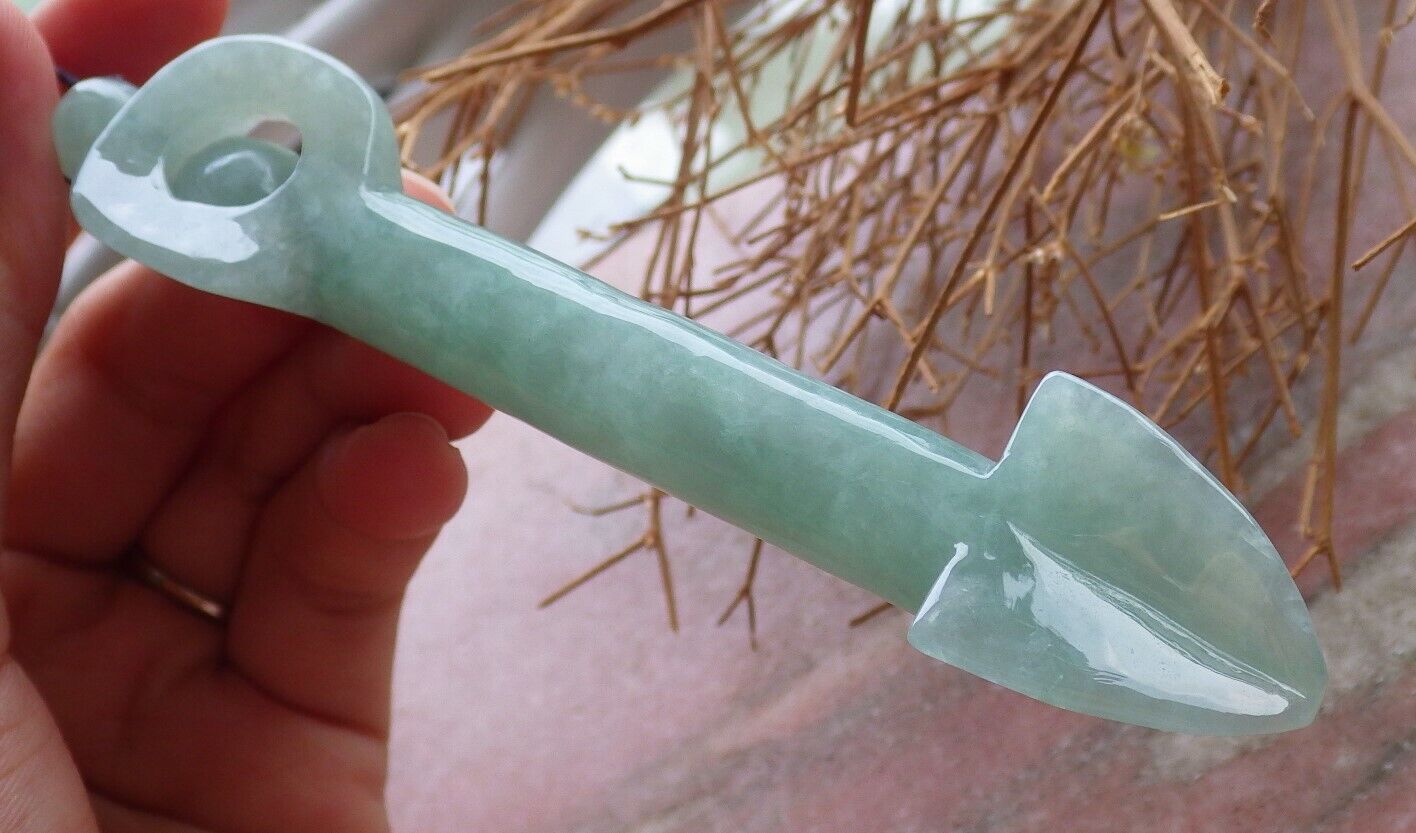 Certified Green 100% Natural A Jade jadeite Pendant Arrow Bead Necklace 箭 520075 TN