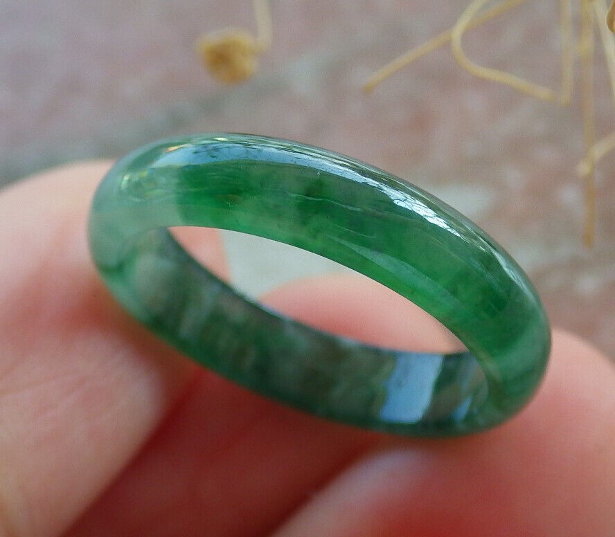 Certified Icy Green Burma 100% Natural A JADE Jadeite Circle RING USA. 7 戒指 635817 TN