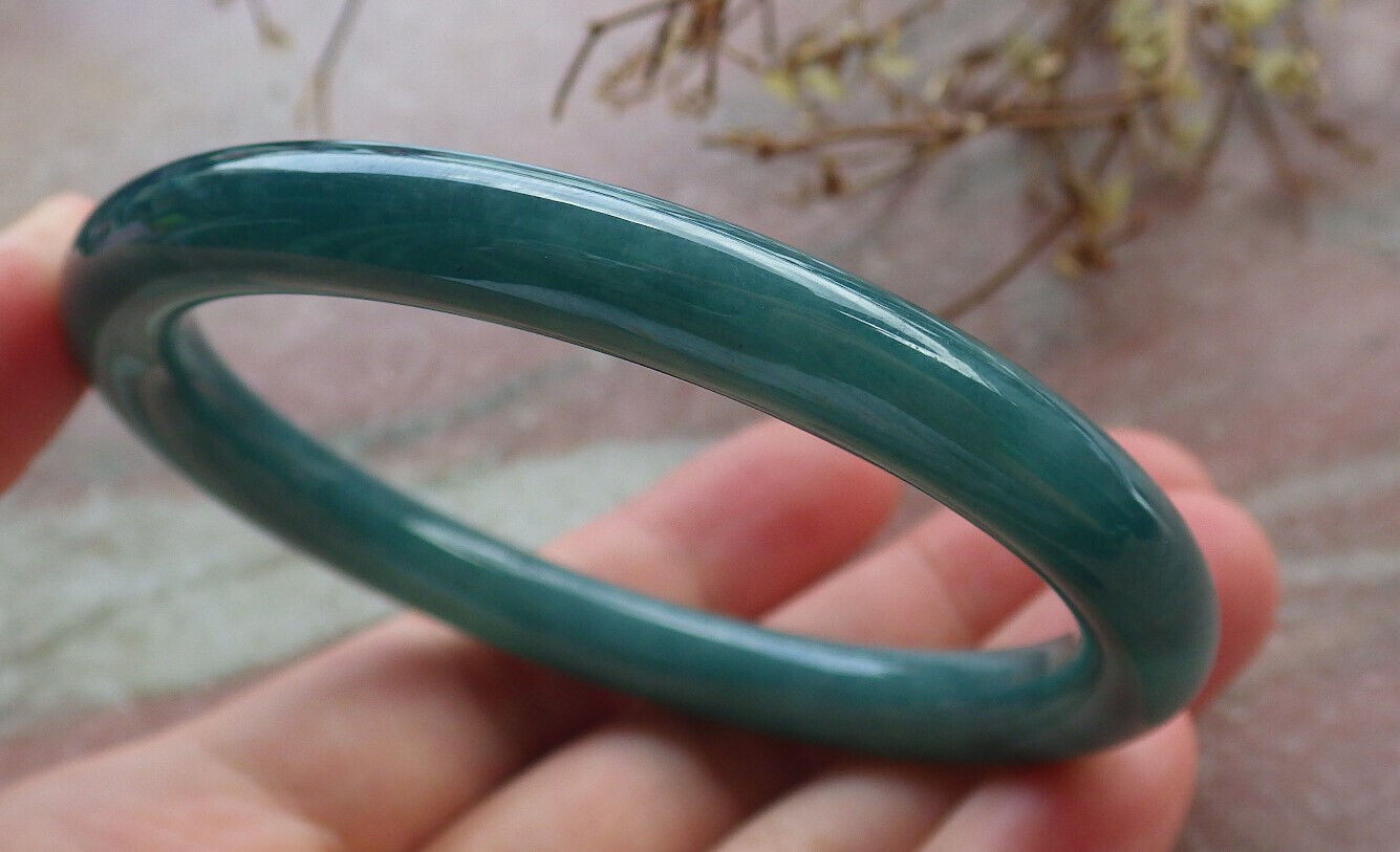 Certified Icy Green Burma 100% Natural A JADE Jadeite Circle Bangle Bracelet 57 mm 手镯 634350 TN