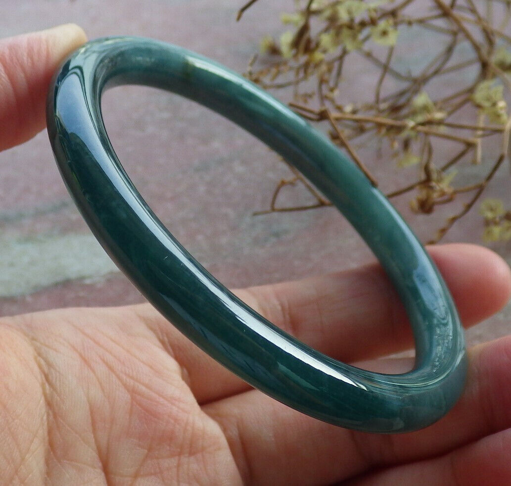 Certified Icy Blue Water Burma 100% Natural A JADE Jadeite Circle Bangle Bracelet 59 mm 手镯 633761 TN