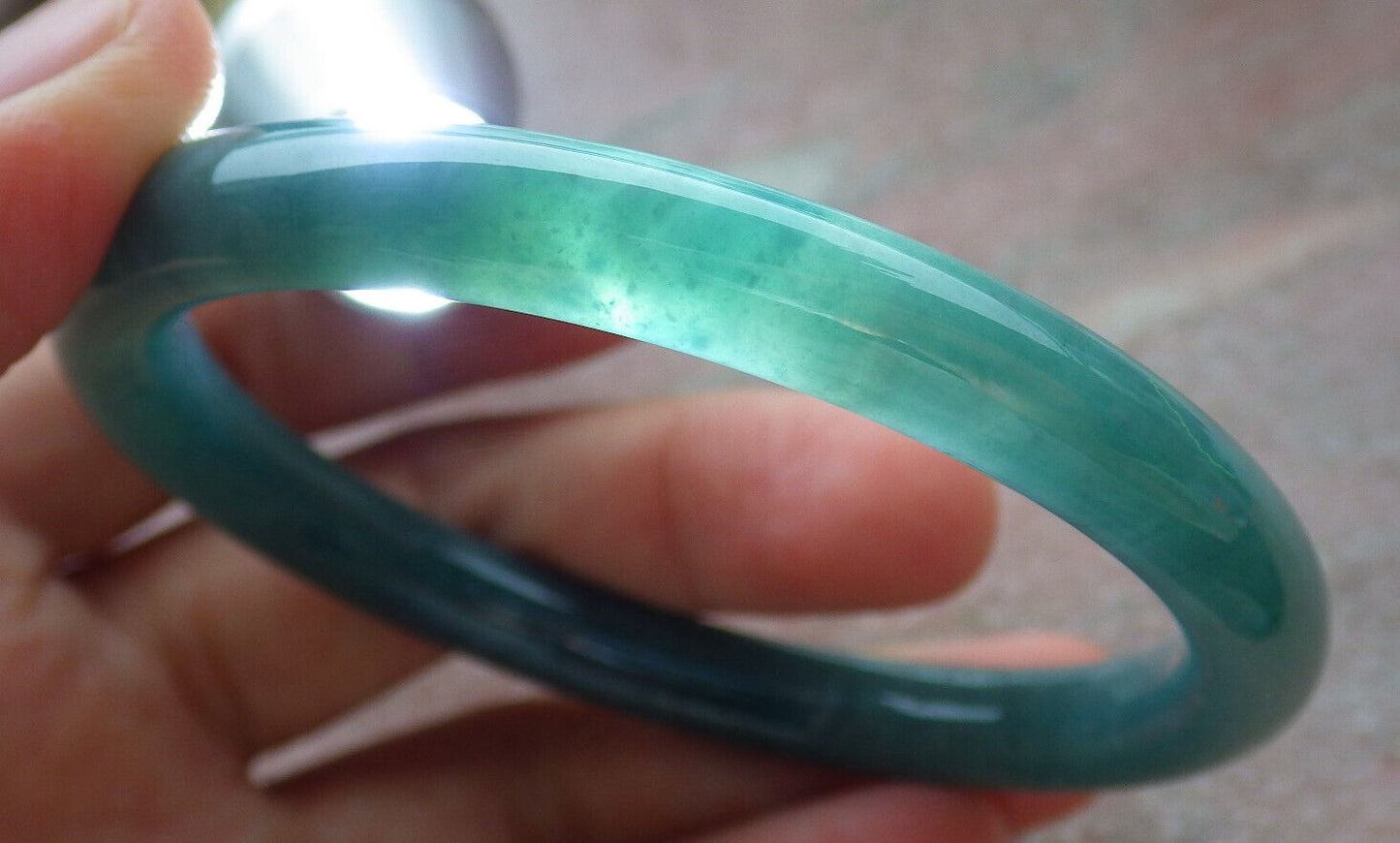 Certified Icy Green Burma 100% Natural A JADE Jadeite Circle Bangle Bracelet 57 mm 手镯 636486 TN
