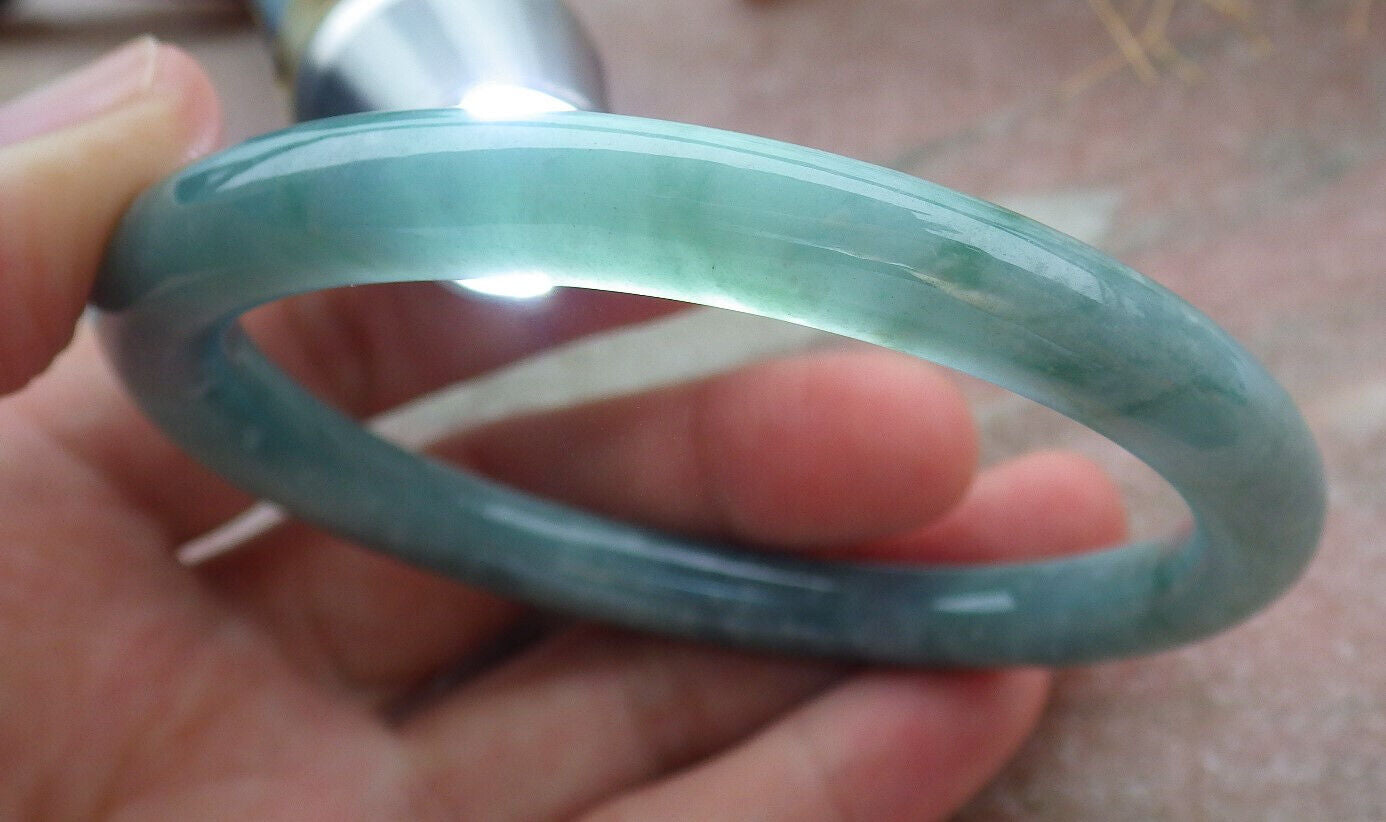 Certified Icy Green Burma 100% Natural A JADE Jadeite Circle Bangle Bracelet 60 mm 手镯 636693 TN