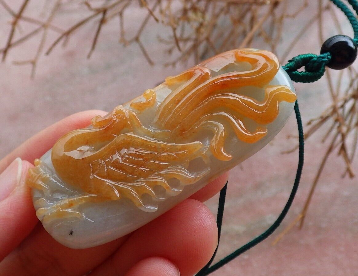 Certified Red Green 100% Natural A Jade jadeite Pendant Phoenix Necklace 凤凰 526289 TN