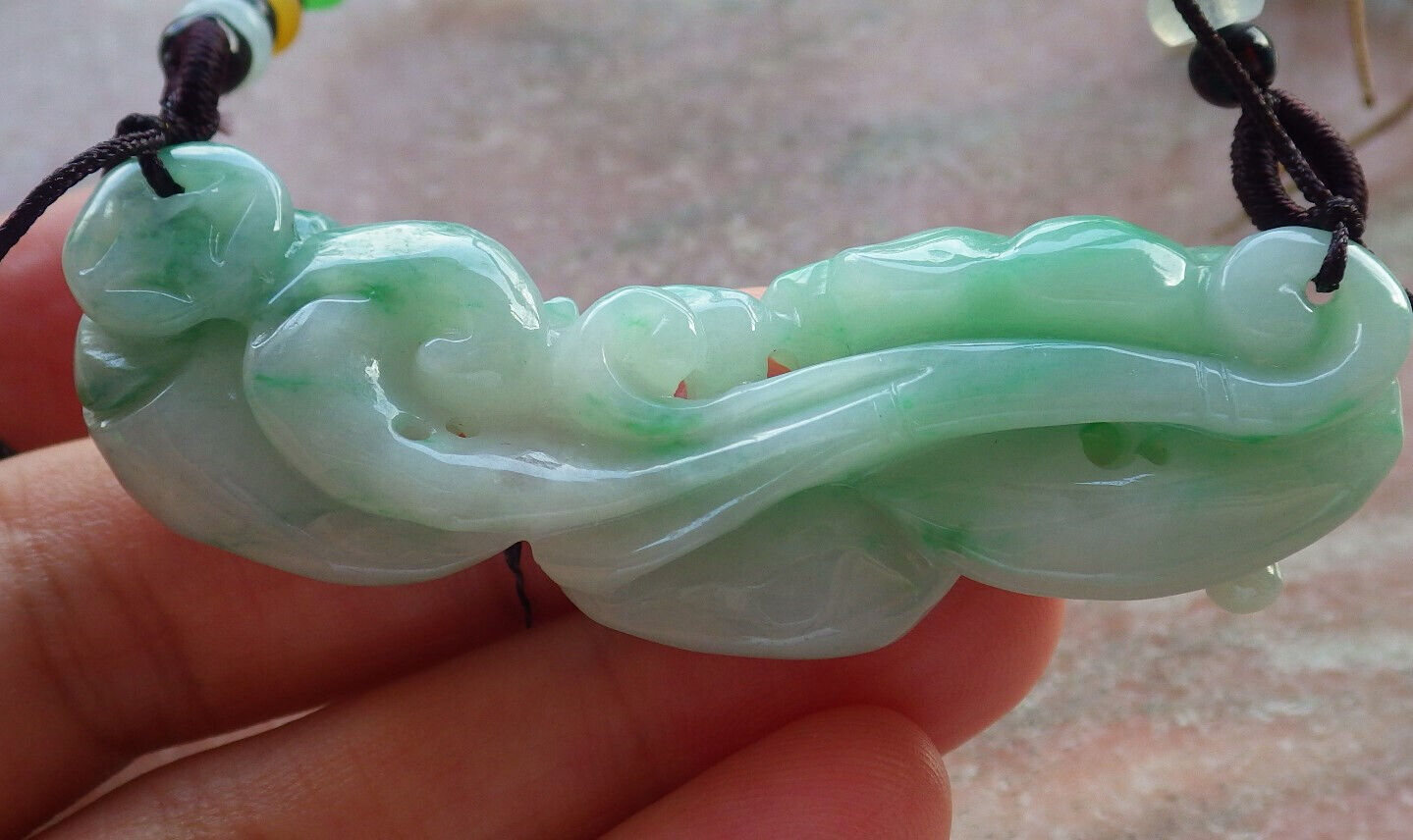 Certified Green Burma 100% Natural A Jade jadeite pendant Mandarin Duck Lotus Leaf Coin Necklace 634051 TN