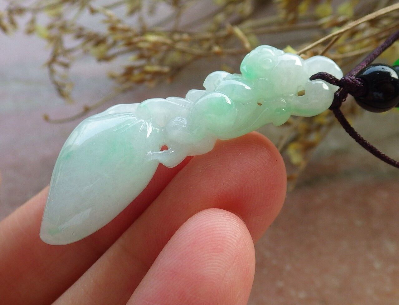 Certified Green Burma 100% Natural A Jade jadeite Pendant Monkey Peach Necklace 猴子 575272 TN