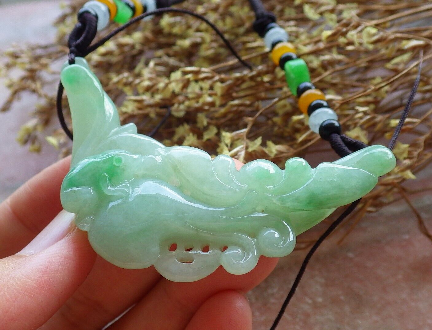 Certified Green 100% Natural A Jade jadeite Pendant Frog Toad Bead Lotus Flower Ruyi Coin Necklace 招财蟾 529908 TN