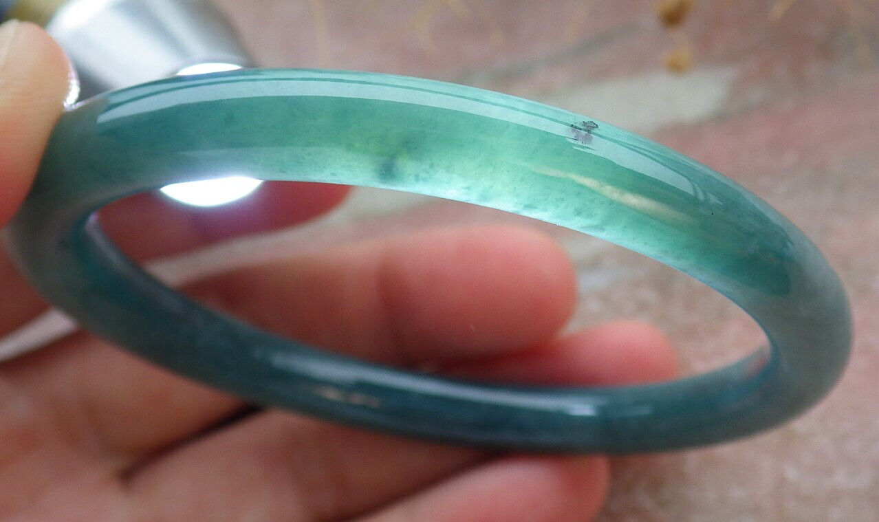 Certified Icy Green Burma 100% Natural A JADE Jadeite Circle Bangle Bracelet 57 mm 手镯 636665 TN