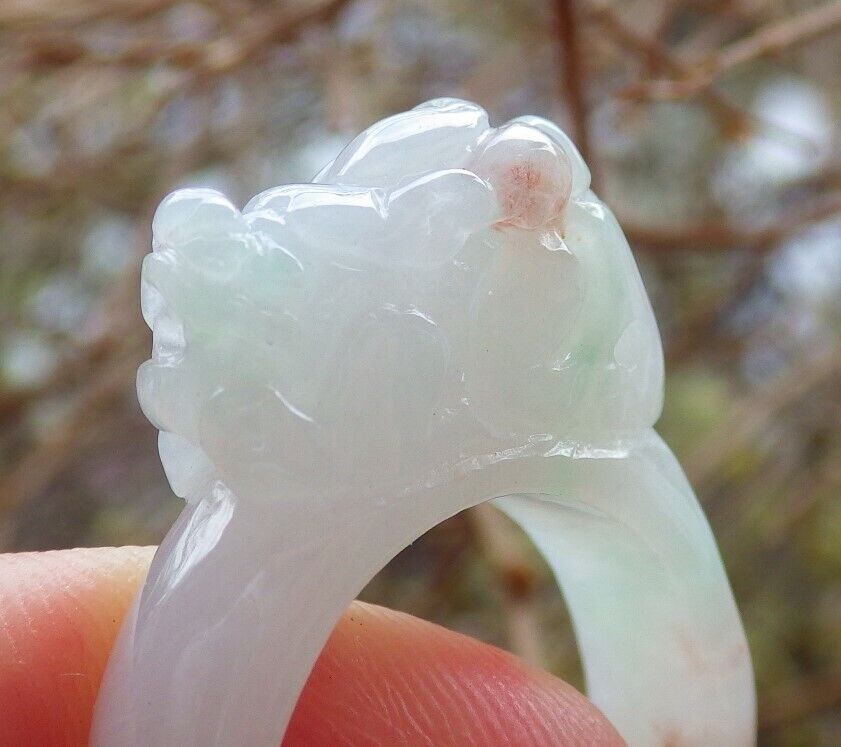 Certified Icy Green Red 100% Natural A JADE Jadeite Dragon Pi Xiu RING USA. 9.5 戒指 523755 TN
