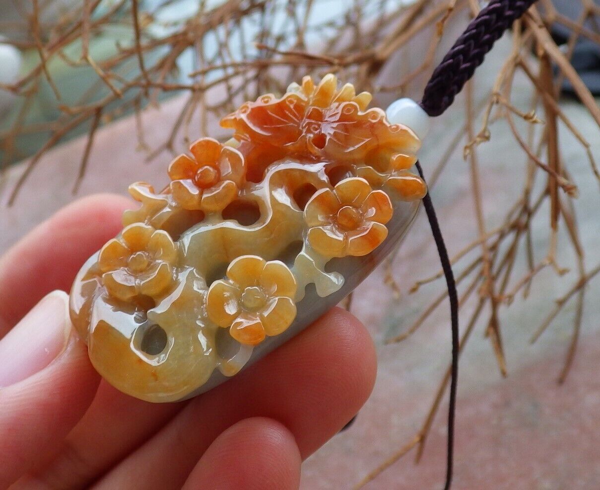 Atestita Ruĝa Birmo Natura A Jado-jadeita pendanta Papilia Floro 蝴蝶 526078 TN