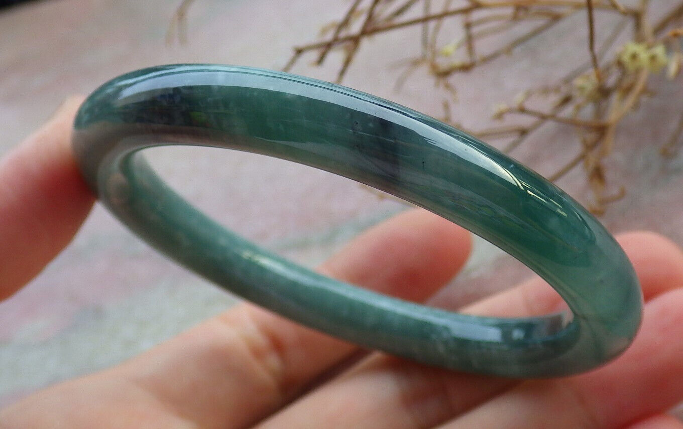 Certified Icy Green Burma 100% Natural A JADE Jadeite Circle Bangle Bracelet 54 mm 手镯 635548 TN