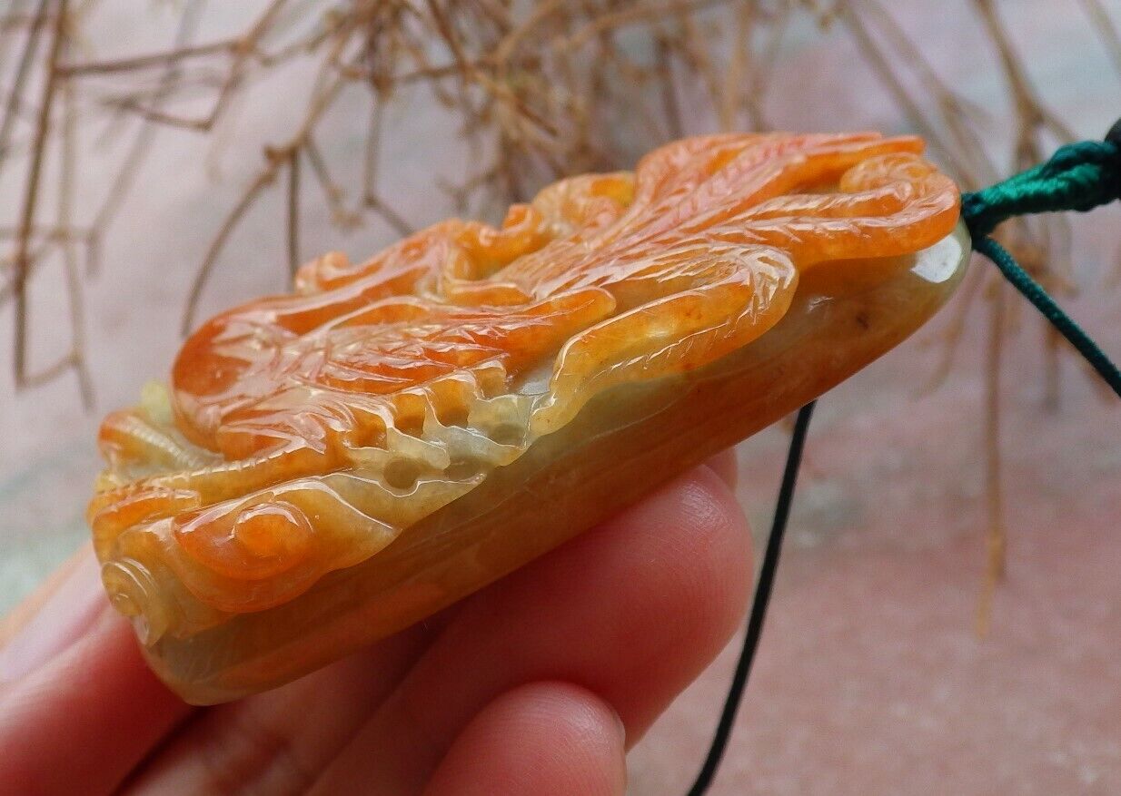Certified Red Green 100% Natural A Jade jadeite Pendant Phoenix Ruyi Necklace 凤凰 526281 TN