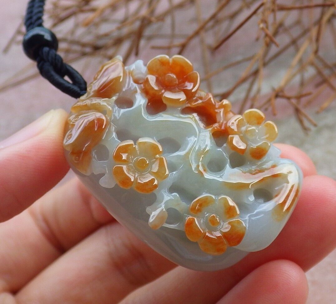 Certified Red 100% Natural A Jade jadeite Pendant Butterfly Flower Necklace 蝴蝶 花开富贵 528979 TN