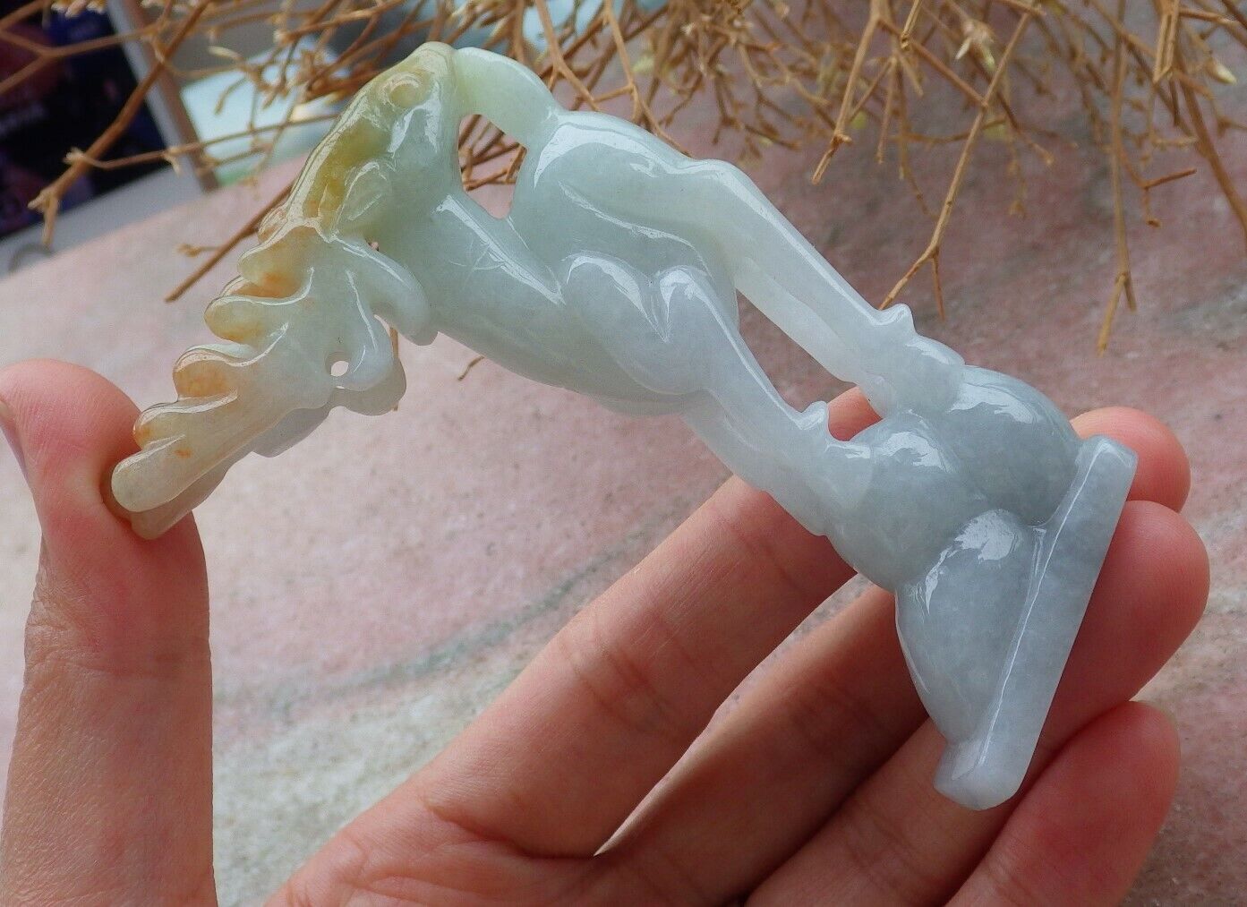 Certified Red Yellow Green 100% Natural A Jade jadeite Display Deer 梅花鹿 516924 ** Include woodstand ** TN