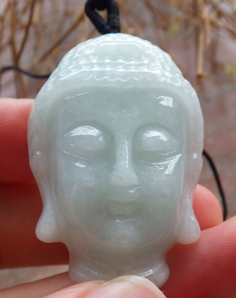 Certified Pale Green 100% Natural A Jade jadeite pendant Shakyamuni Buddha God Head Necklace 释迦牟尼 517598 TN
