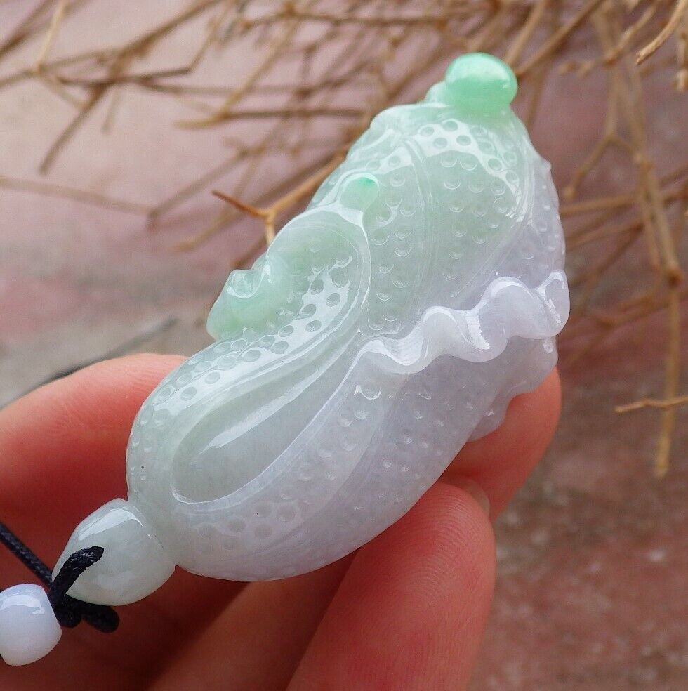 Certified Green Pale Lavender 100% Burma Natural A Jade jadeite Pendant Cabbage Necklace 发财白菜 518573 TN