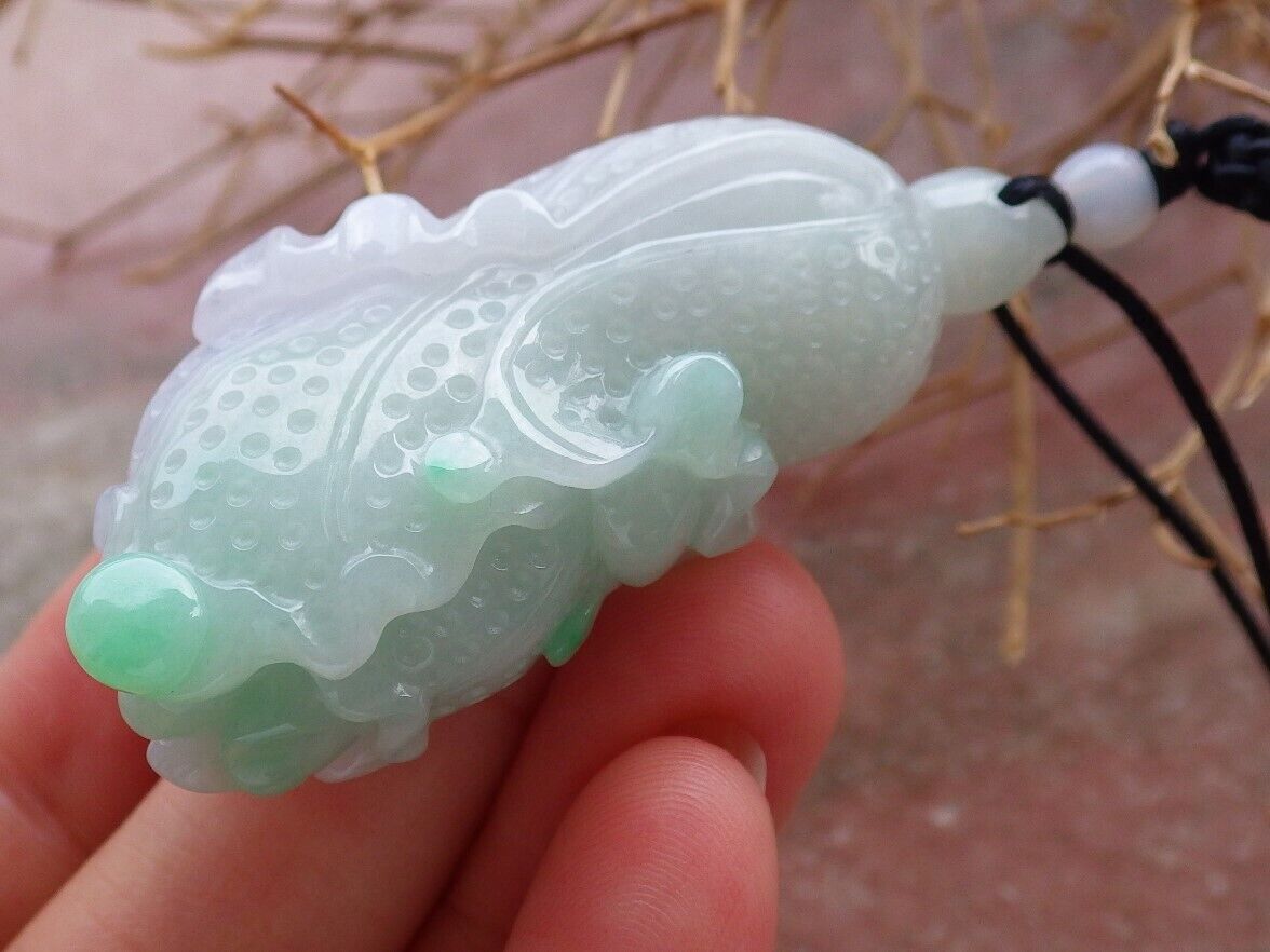 Certified Green Pale Lavender 100% Burma Natural A Jade jadeite Pendant Cabbage Necklace 发财白菜 518573 TN