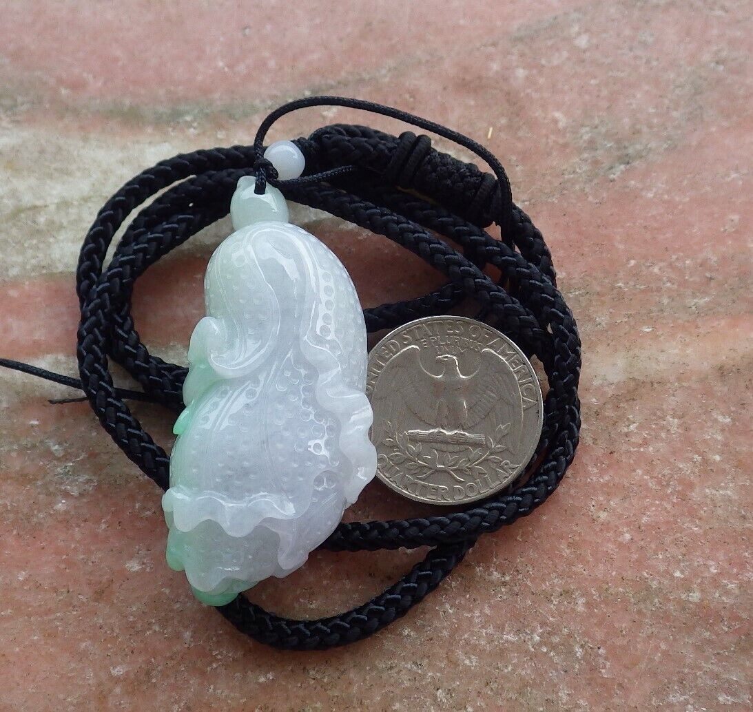 Certified Green Pale Lavender 100% Burma Natural A Jade jadeite Pendant Cabbage Necklace 发财白菜 518573 TN