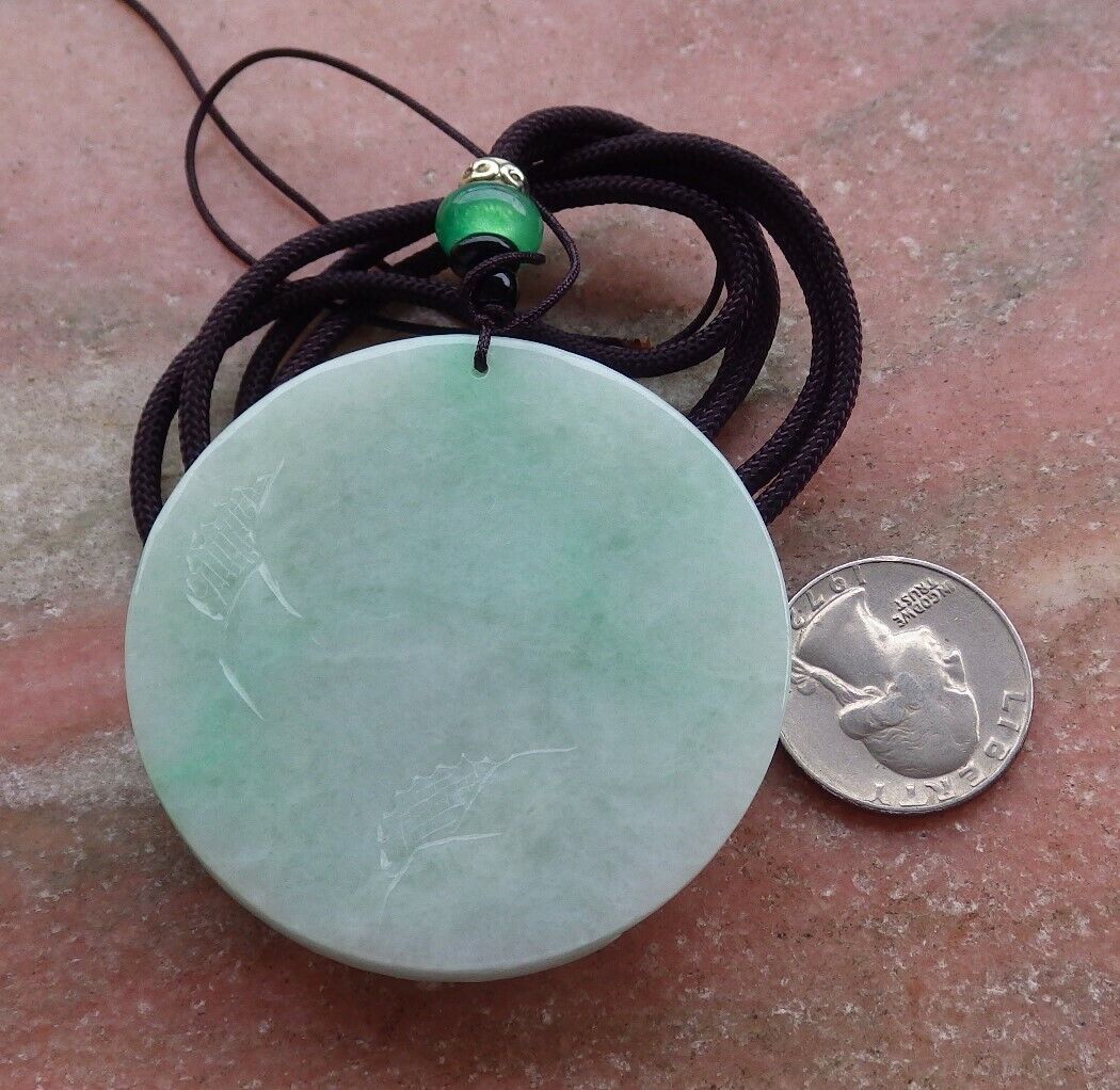 Certified Green 100% Burma Natural A Jade jadeite Landscape painting Tree Necklace 山水画 521504 TN