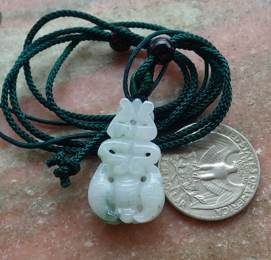 Certified Green 100% Burma Natural A Jade jadeite Pendant Bee Necklace 蜜蜂 522523 TN