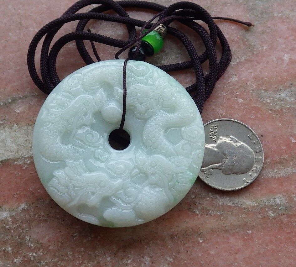 Certified Green 100% Burma Natural A Jade jadeite Pendant 9 Dragon Spit Bead Circle Necklace 九龙戏珠 523376 TN