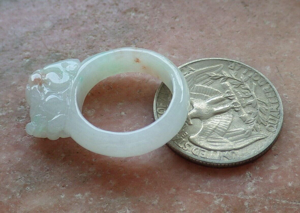 Certified Icy Green Red 100% Natural A JADE Jadeite Dragon Pi Xiu RING USA. 9.5 戒指 523755 TN