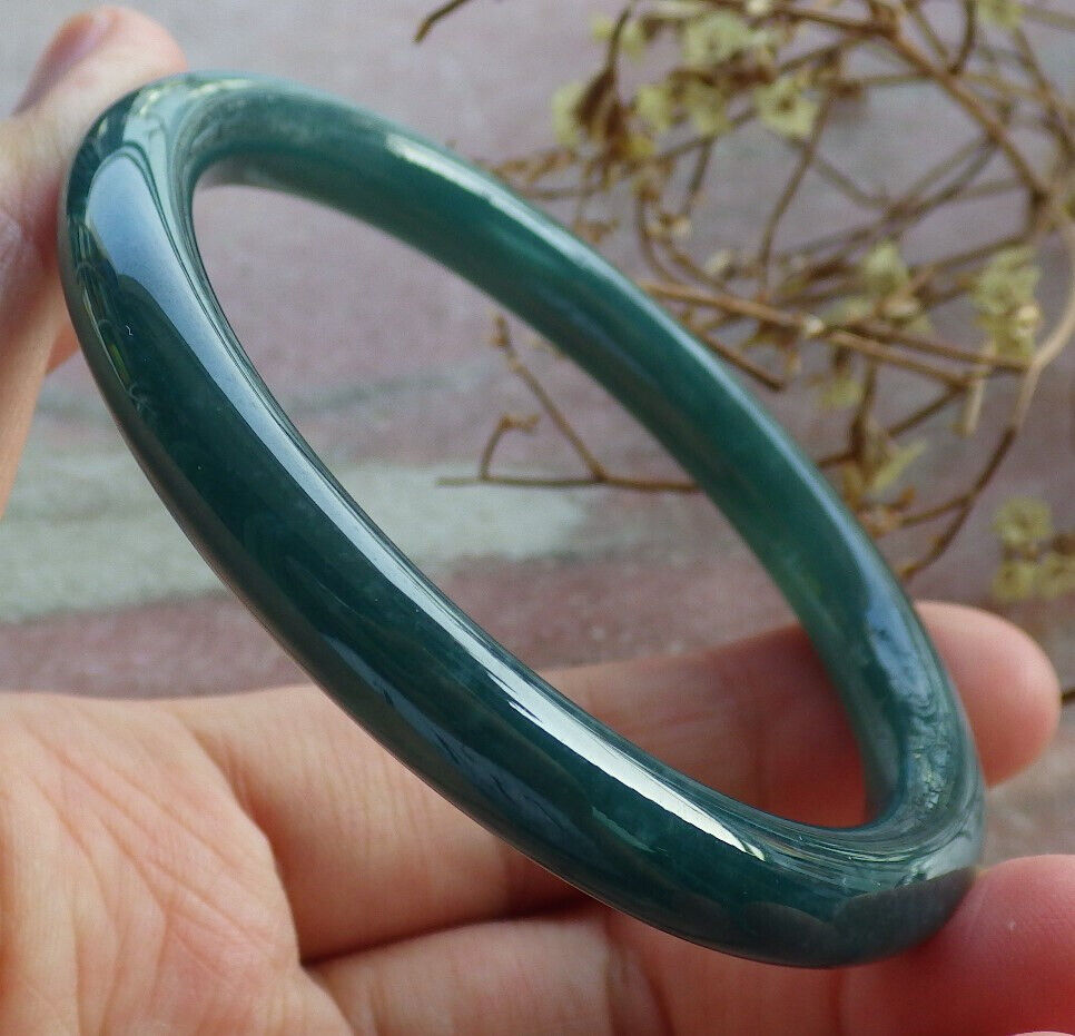 Certified Icy Blue Water Green Burma 100% Natural A JADE Jadeite Circle Bangle Bracelet 55 mm 手镯 633789 TN