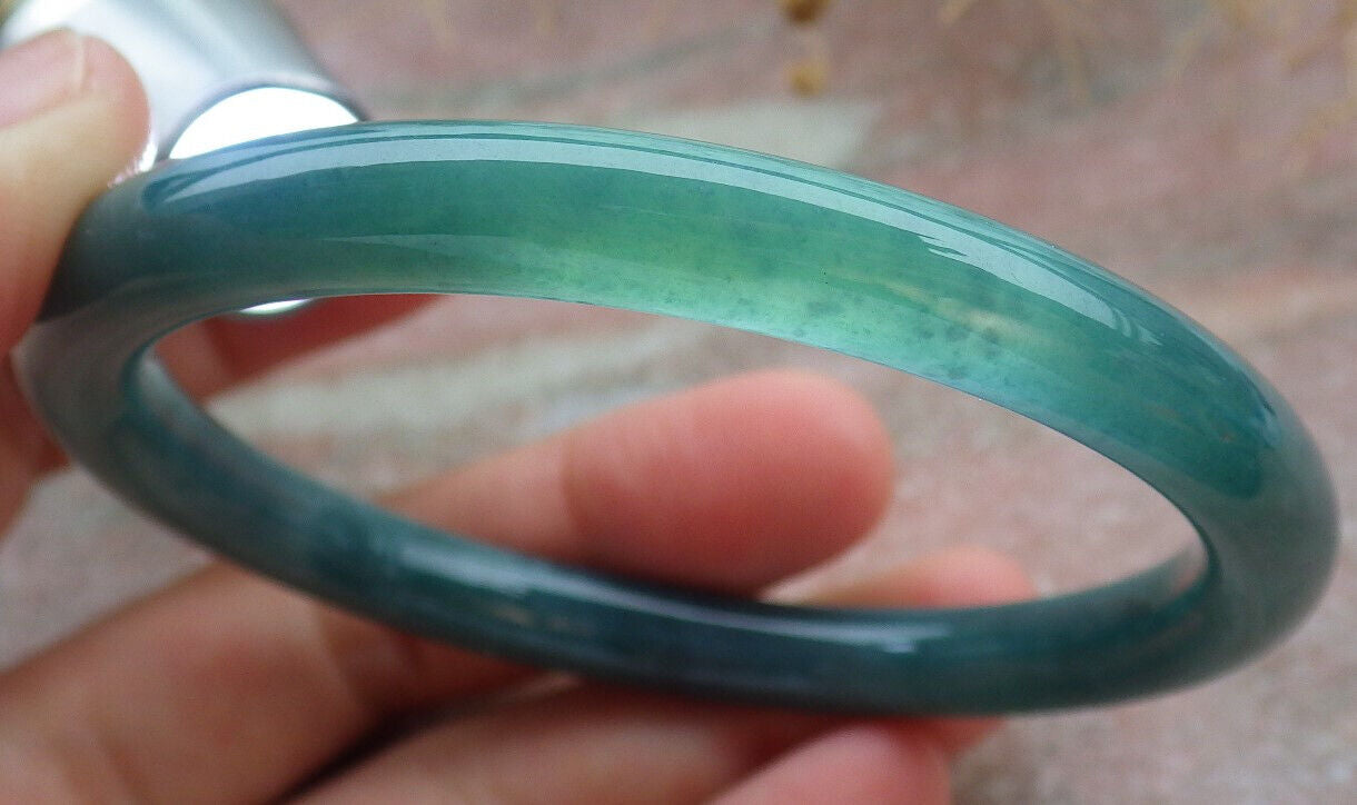 Certified Icy Green Burma 100% Natural A JADE Jadeite Circle Bangle Bracelet 57 mm 手镯 636665 TN