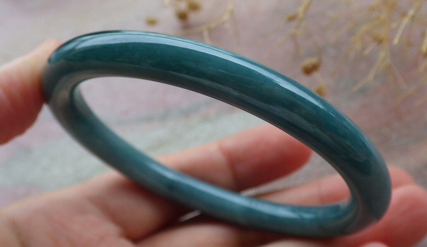 Certified Icy Green Burma 100% Natural A JADE Jadeite Circle Bangle Bracelet 57 mm 手镯 636473 TN