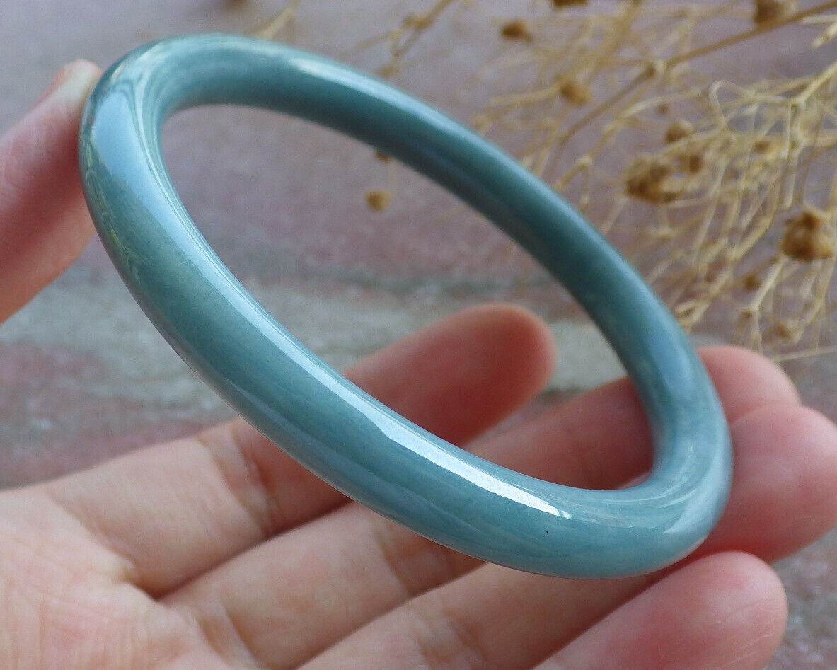 Certified Green Burma 100% Natural A JADE Jadeite Circle Bangle Bracelet 56 mm 手镯 635735 TN