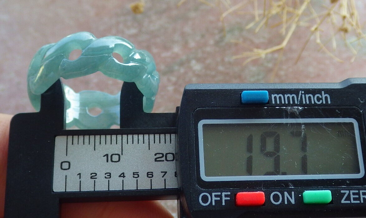 Certified Icy Green Burma 100% Natural A JADE Jadeite Knotted RING USA. 9.75 戒指 635985 TN