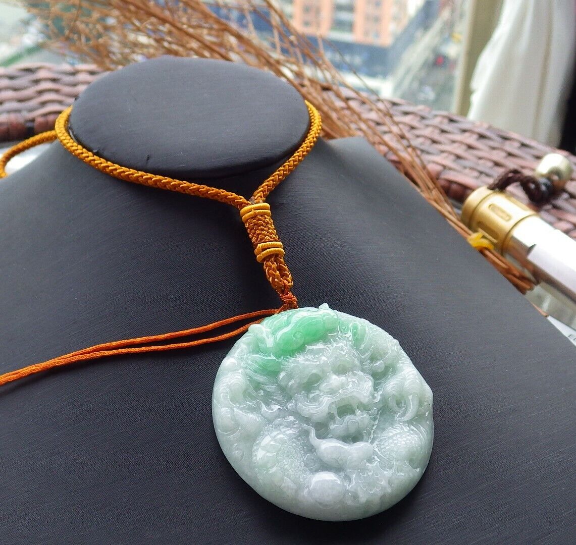 Certified Green 100% Natural A Jade jadeite Pendant Dragon Mouse Rat Lotus Flower Ruyi Necklace 望子成龙 520818 TN