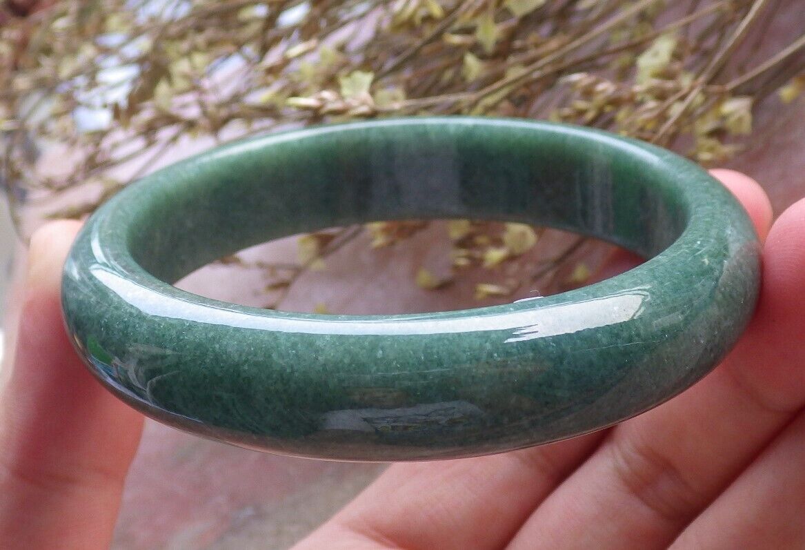 Certified Green Burma 100% Natural A JADE Jadeite Bangle Bracelet 58 mm 手镯 574659 TN