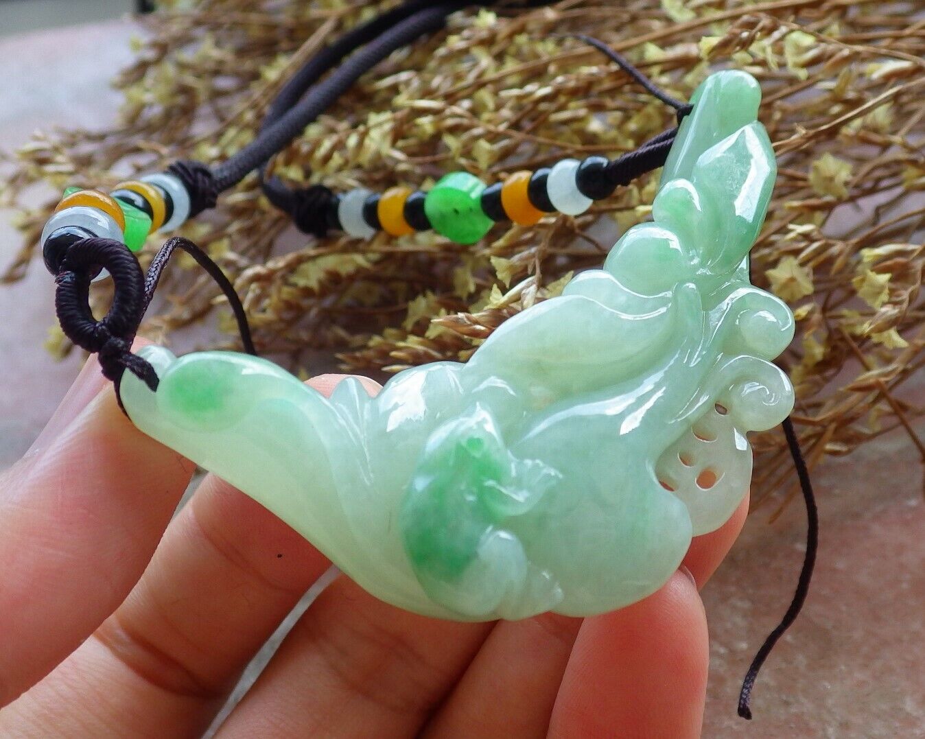 Certified Green 100% Natural A Jade jadeite Pendant Frog Toad Bead Lotus Flower Ruyi Coin Necklace 招财蟾 529908 TN
