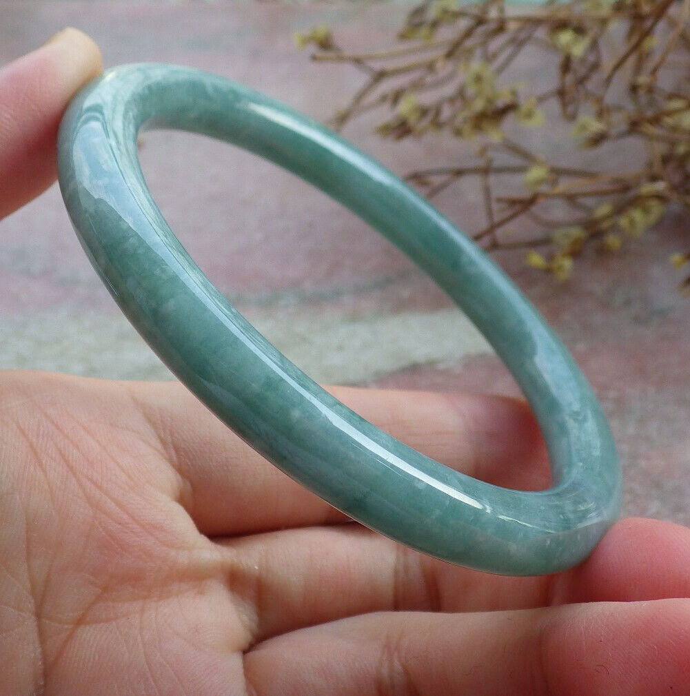 Certified Icy Green Burma 100% Natural A JADE Jadeite Circle Bangle Bracelet 60 mm 手镯 633276 TN
