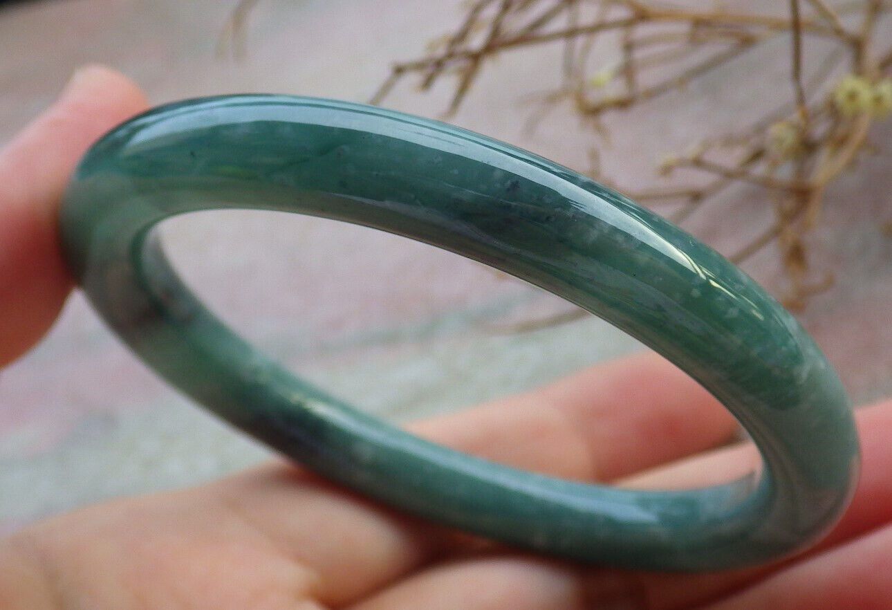 Certified Icy Green Burma 100% Natural A JADE Jadeite Circle Bangle Bracelet 54 mm 手镯 635548 TN