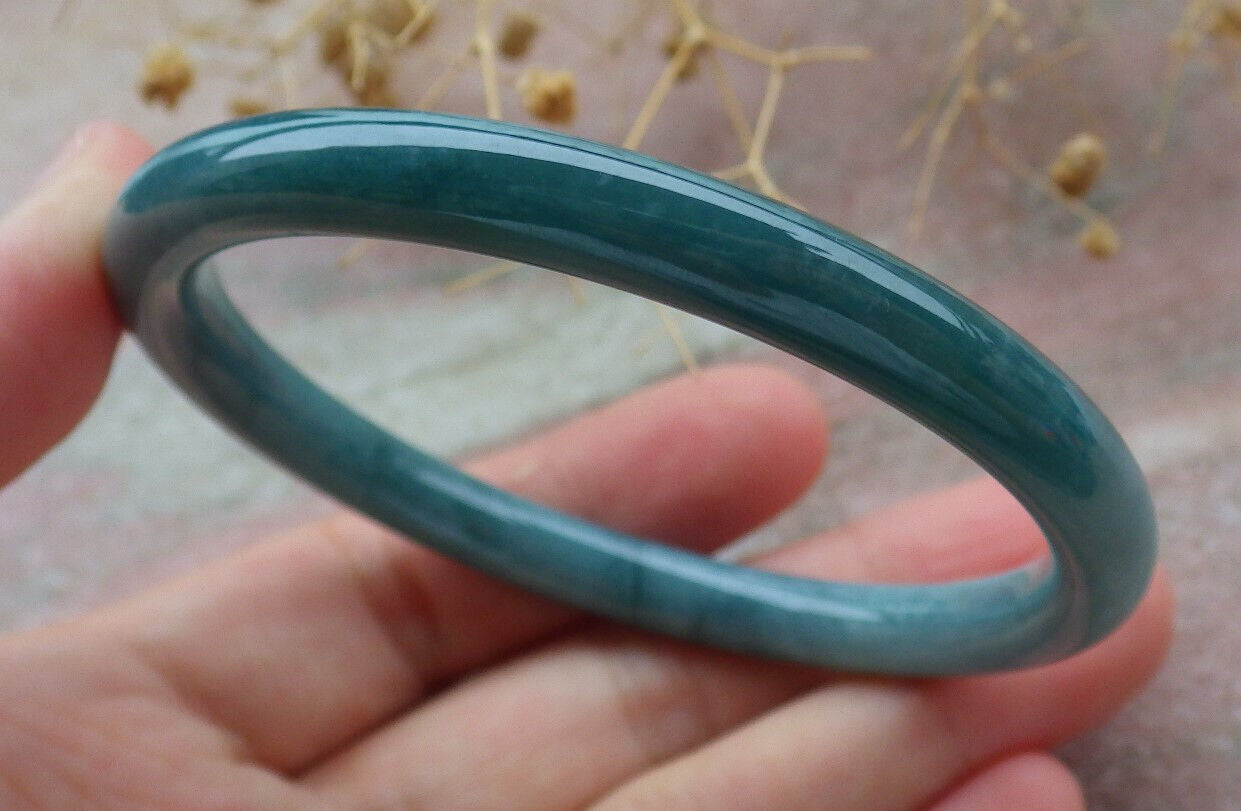 Certified Icy Green Burma 100% Natural A JADE Jadeite Circle Bangle Bracelet 57 mm 手镯 636628 TN