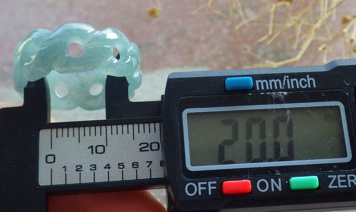 Certified Icy Green Burma 100% Natural A JADE Jadeite Knotted RING USA. 10.25 戒指 635993 TN