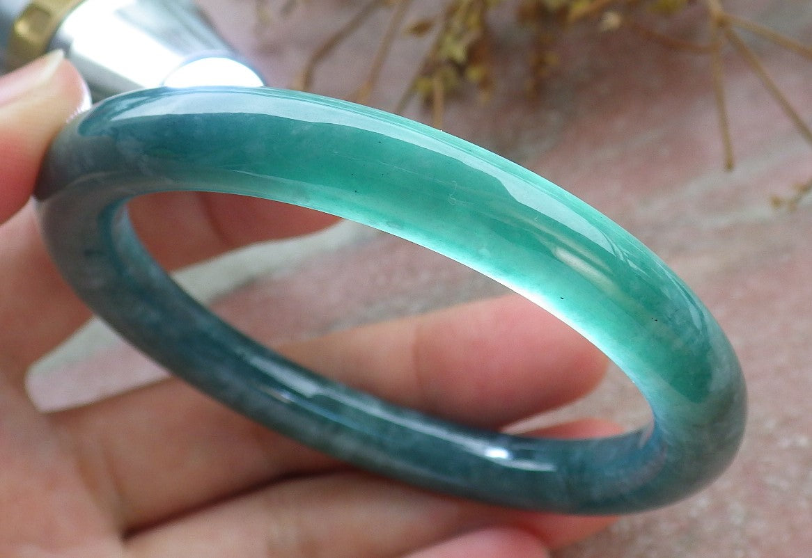 Certified Icy Green Burma 100% Natural A JADE Jadeite Circle Bangle Bracelet 55 mm 手镯 630599 TN