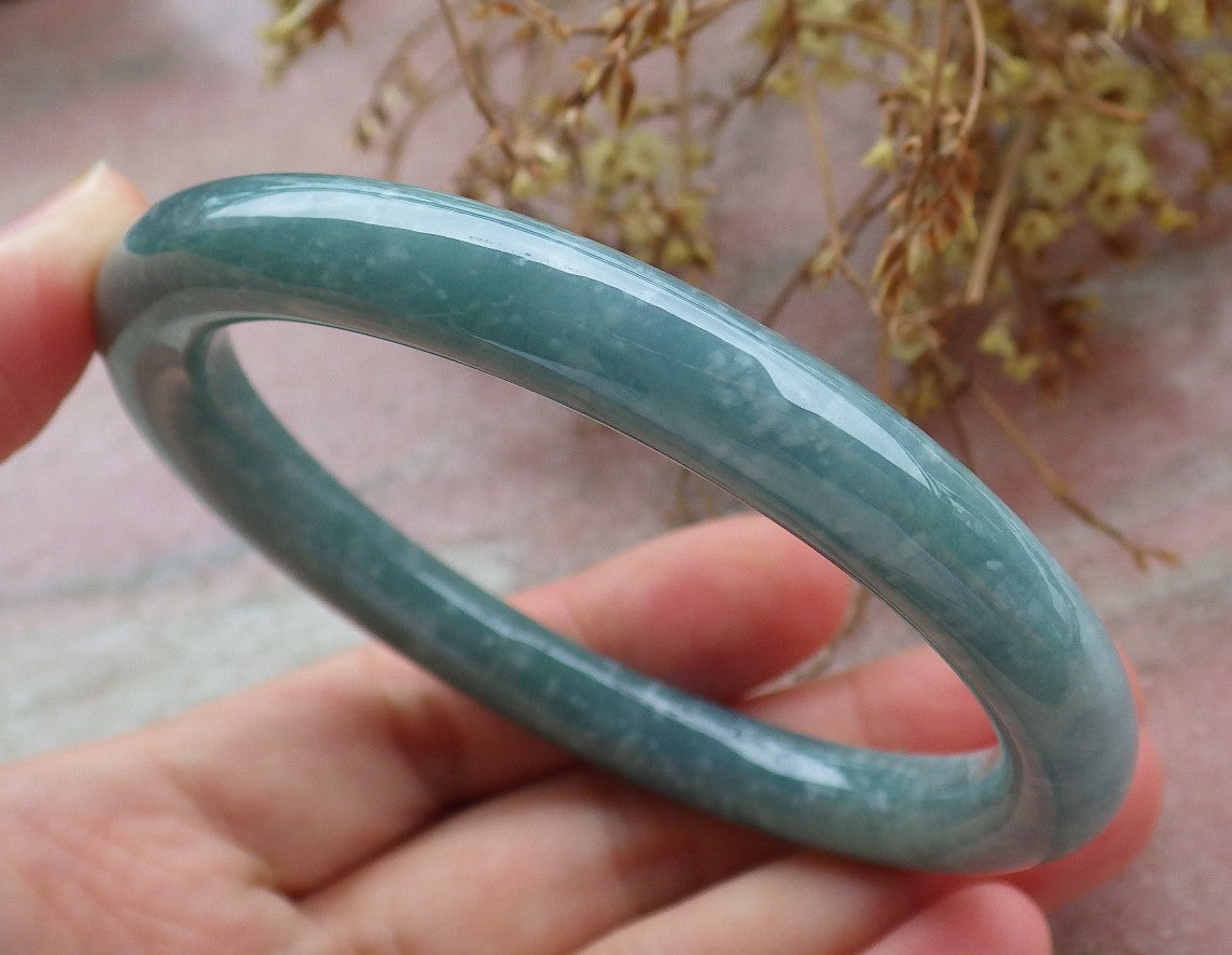 Certified Icy Green Burma 100% Natural A JADE Jadeite Circle Bangle Bracelet 58 mm 手镯 630609 TN