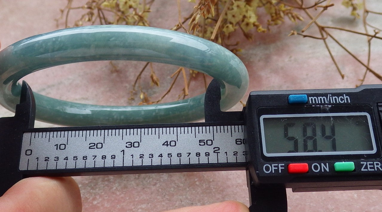 Certified Icy Green Burma 100% Natural A JADE Jadeite Circle Bangle Bracelet 58 mm 手镯 630609 TN