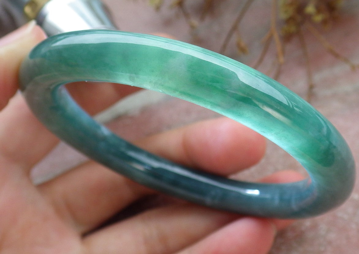 Certified Icy Green Burma 100% Natural A JADE Jadeite Circle Bangle Bracelet 55 mm 手镯 630617 TN