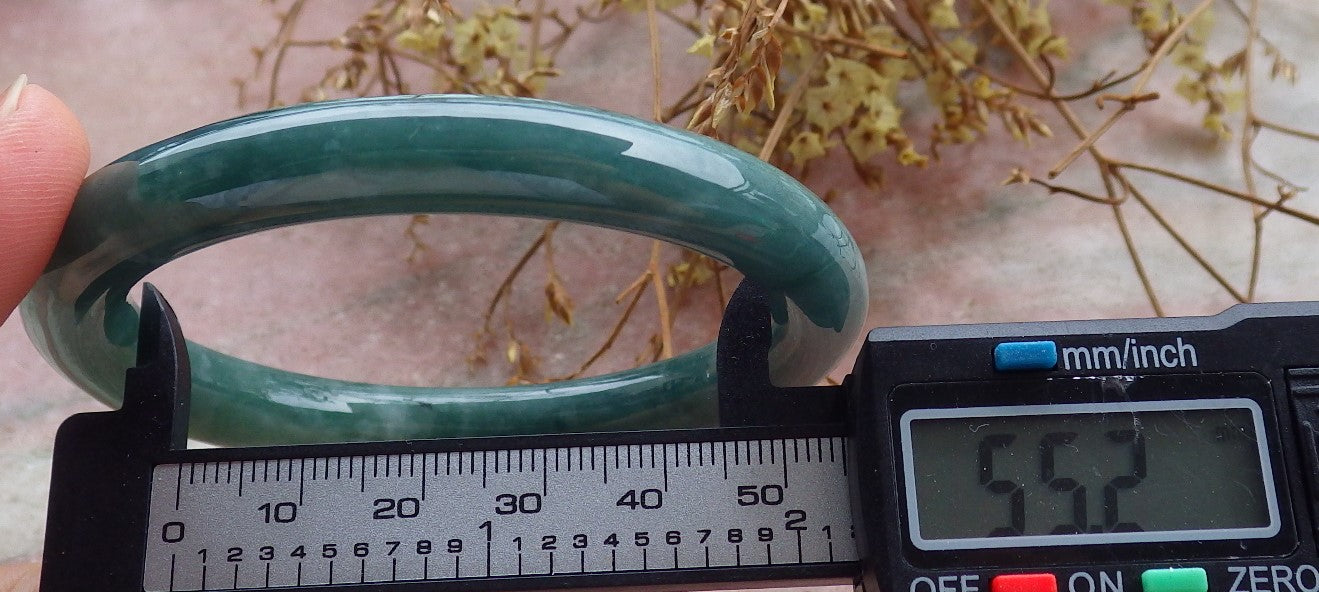 Certified Icy Green Burma 100% Natural A JADE Jadeite Circle Bangle Bracelet 55 mm 手镯 630617 TN