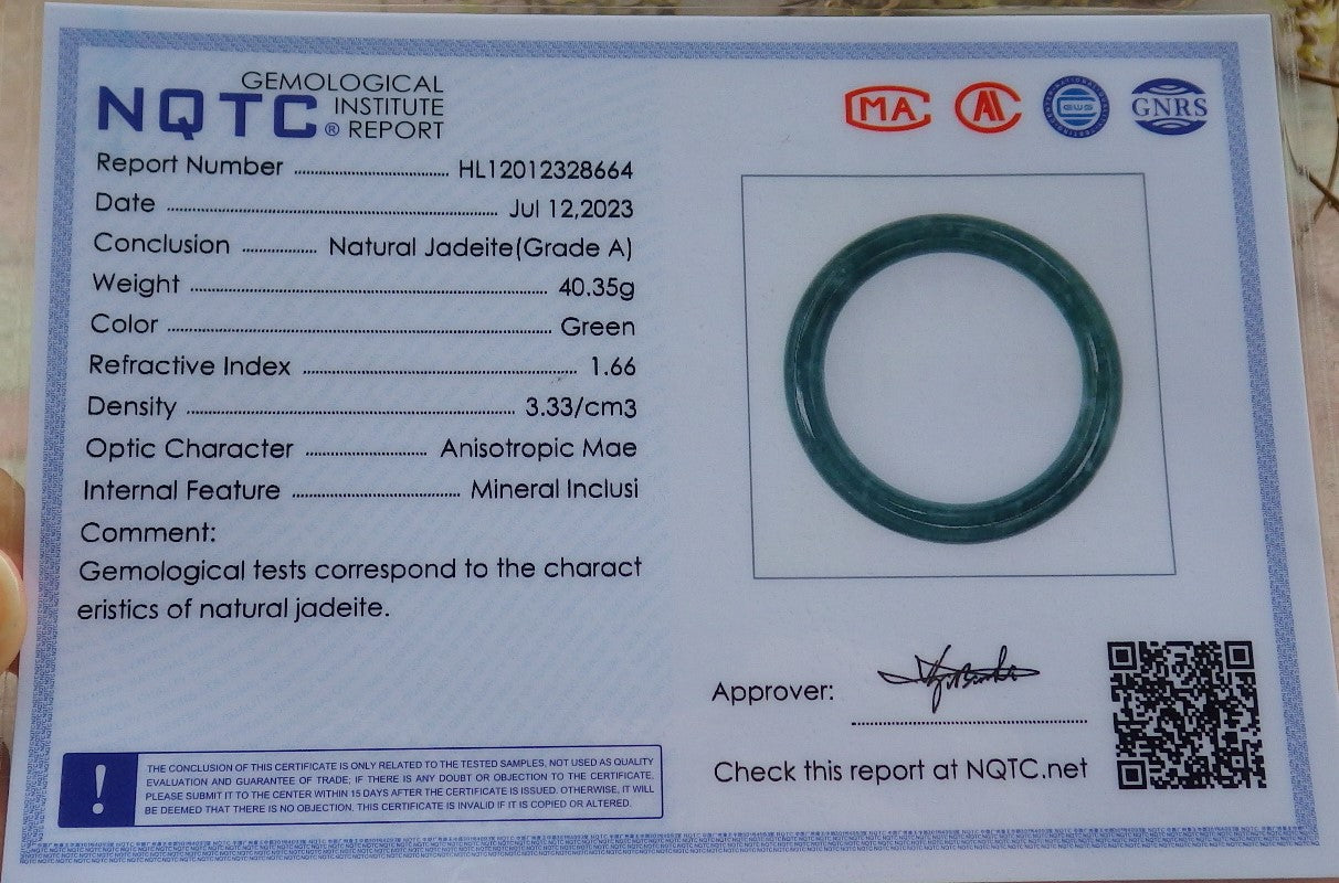 Certified Icy Green Burma 100% Natural A JADE Jadeite Circle Bangle Bracelet 55 mm 手镯 630617 TN