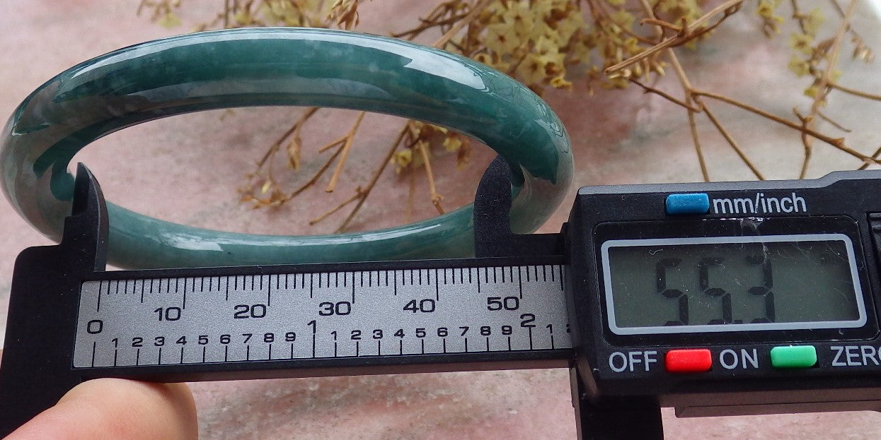 Certified Icy Green Burma 100% Natural A JADE Jadeite Circle Bangle Bracelet 55 mm 手镯 630627 TN
