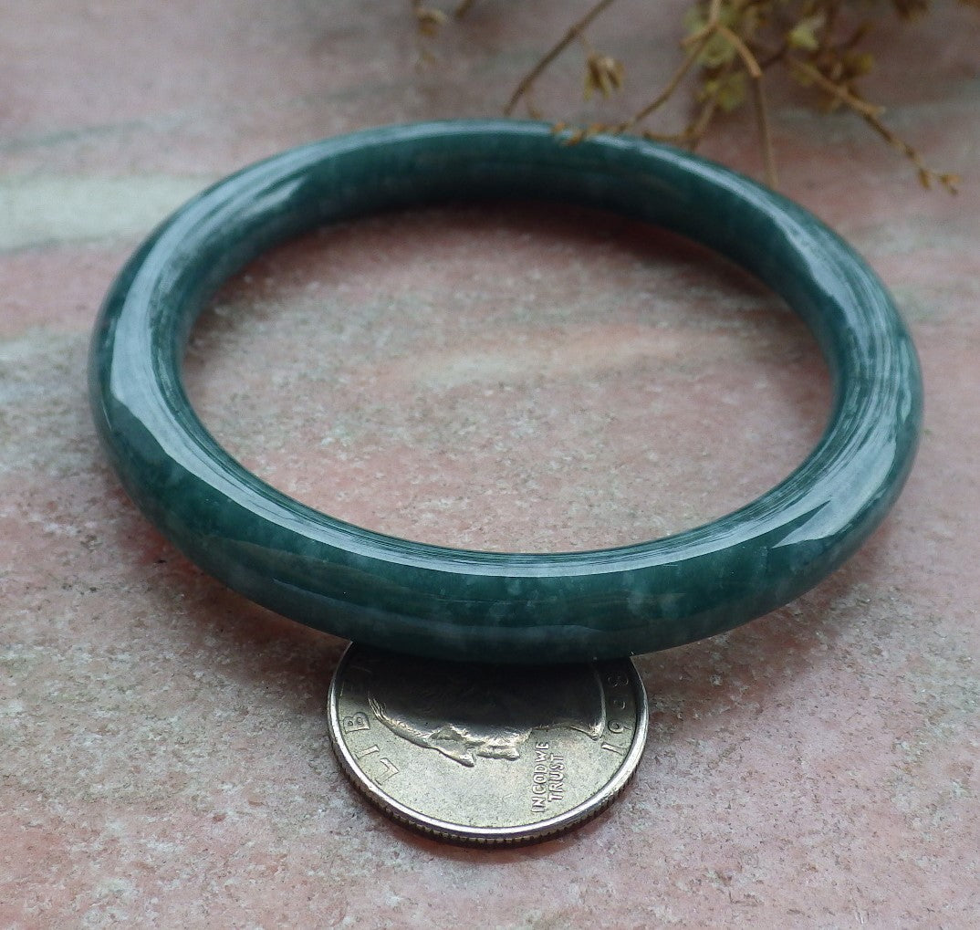 Certified Icy Green Burma 100% Natural A JADE Jadeite Circle Bangle Bracelet 59 mm 手镯 630638 TN