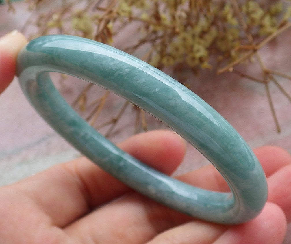 Certified Icy Green Burma 100% Natural A JADE Jadeite Circle Bangle Bracelet 55 mm 手镯 630667 TN